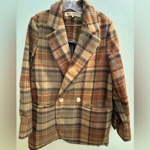 Free People Mari Plaid Double-Breasted Blazer